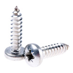 RS PRO Plain Stainless Steel Pan Head Self Tapping Screw, N°10 x 3/4in Long 19mm Long