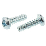 RS PRO Bright Zinc Plated, Clear Passivated Steel Pan Head Thread Forming Screw, N°6 x 13mm Long