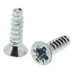 RS PRO Bright Zinc Plated, Clear Passivated Steel Countersunk Head Thread Forming Screw, N°6 x 13mm Long