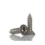 RS PRO Plain Stainless Steel Countersunk Head Self Tapping Screw, N°6 x 1/2in Long 13mm Long
