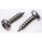 RS PRO Plain Stainless Steel Pan Head Self Tapping Screw, N°4 x 3/8in Long 9.5mm Long
