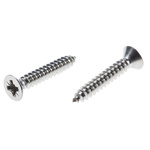 RS PRO Plain Stainless Steel Countersunk Head Self Tapping Screw, N°8 x 1in Long 25mm Long