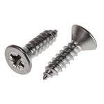 RS PRO Plain Stainless Steel Countersunk Head Self Tapping Screw, N°10 x 3/4in Long 19mm Long