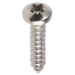 RS PRO Plain Stainless Steel Pan Head Self Tapping Screw, N°4 x 1/2in Long 13mm Long
