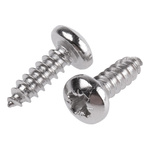 RS PRO Plain Stainless Steel Pan Head Self Tapping Screw, N°8 x 1/2in Long 13mm Long