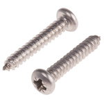 RS PRO Plain Stainless Steel Pan Head Self Tapping Screw, N°8 x 1in Long 25mm Long