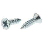 RS PRO Bright Zinc Plated, Clear Passivated Steel Countersunk Head Self Tapping Screw, N°6 x 1/2in Long 13mm Long