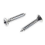 RS PRO Bright Zinc Plated, Clear Passivated Steel Countersunk Head Self Tapping Screw, N°6 x 3/4in Long 19mm Long
