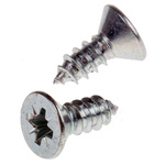 RS PRO Bright Zinc Plated, Clear Passivated Steel Countersunk Head Self Tapping Screw, N°10 x 1/2in Long 13mm Long