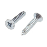RS PRO Bright Zinc Plated, Clear Passivated Steel Countersunk Head Self Tapping Screw, N°10 x 1in Long 25mm Long