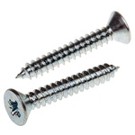 RS PRO Bright Zinc Plated, Clear Passivated Steel Countersunk Head Self Tapping Screw, N°10 x 1.1/4in Long 32mm Long