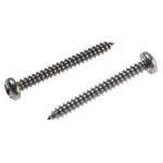 RS PRO Plain Stainless Steel Pan Head Self Tapping Screw, N°6 x 1.1/4in Long 32mm Long