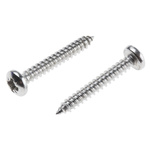 RS PRO Plain Stainless Steel Pan Head Self Tapping Screw, N°6 x 1in Long 25mm Long
