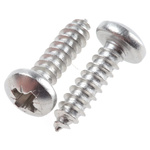 RS PRO Plain Stainless Steel Pan Head Self Tapping Screw, N°8 x 5/8in Long 16mm Long