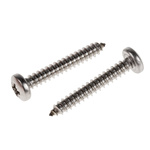 RS PRO Plain Stainless Steel Pan Head Self Tapping Screw, N°10 x 1.1/4in Long 32mm Long