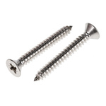 RS PRO Plain Stainless Steel Countersunk Head Self Tapping Screw, N°10 x 1.1/2in Long 38mm Long