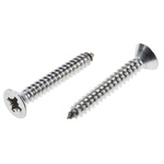 RS PRO Plain Stainless Steel Countersunk Head Self Tapping Screw, N°12 x 1.1/2in Long 38mm Long