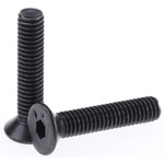 RS PRO M4 x 20mm Hex Socket Countersunk Screw Black, Self-Colour Steel