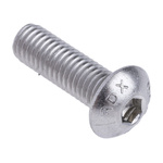 RS PRO Plain Stainless Steel Hex Socket Button Screw, ISO 7380, M5 x 16mm