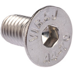 RS PRO Plain Stainless Steel Hex Socket Countersunk Screw, DIN 7991, M8 x 16mm