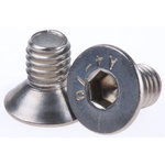 RS PRO Plain Stainless Steel Hex Socket Countersunk Screw, ISO 10642, M6 x 10mm