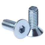 RS PRO M3 x 8mm Hex Socket Countersunk Screw Bright Zinc Plated Steel