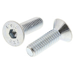 RS PRO M6 x 20mm Hex Socket Countersunk Screw Bright Zinc Plated Steel