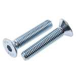 RS PRO M8 x 40mm Hex Socket Countersunk Screw Bright Zinc Plated Steel