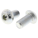 RS PRO Bright Zinc Plated Steel Hex Socket Button Screw, ISO 7380, M10 x 20mm