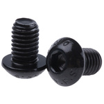RS PRO Black, Self-Colour Steel Hex Socket Button Screw, ISO 7380, M8 x 12mm