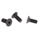 RS PRO M5 x 12mm Hex Socket Countersunk Screw Black, Self-Colour Steel