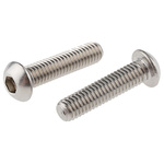 RS PRO Plain Stainless Steel Hex Socket Button Screw, ISO 7380, M6 x 25mm