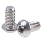 RS PRO Plain Stainless Steel Hex Socket Button Screw, ISO 7380, M8 x 16mm