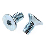 RS PRO M4 x 8mm Hex Socket Countersunk Screw Bright Zinc Plated Steel