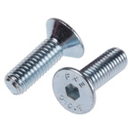 RS PRO M5 x 16mm Hex Socket Countersunk Screw Bright Zinc Plated Steel