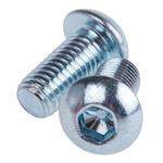 RS PRO Bright Zinc Plated Steel Hex Socket Button Screw, ISO 7380, M12 x 25mm