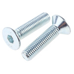 RS PRO Bright Zinc Plated Steel Hex Socket Countersunk Screw, DIN 7991, M12 x 50mm