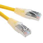 RS PRO Yellow PVC Cat5e Cable F/UTP, 2m Male RJ45/Male RJ45