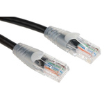 RS PRO Black PVC Cat5e Cable U/UTP, 500mm Male RJ45/Male RJ45