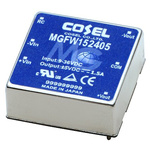 Cosel MGFW DC-DC Converter, ±5V dc/ 1.5A Output, 18 → 76 V dc Input, 15W, PCB Mount, +85°C Max Temp -40°C Min