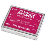 TRACOPOWER TEN 25WI DC-DC Converter, ±12V dc/ ±1.25A Output, 18 → 75 V dc Input, 25W, Through Hole, +85°C Max