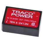 TRACOPOWER TEN 6N DC-DC Converter, 12V dc/ 500mA Output, 18 → 36 V dc Input, 6W, Through Hole, +85°C Max Temp