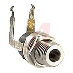 Switchcraft, RA Right Angle DC Plug Rated At 5.0A, 12.0 V, Panel Mount, length 23.3mm, Silver