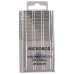RS PRO 20-Piece Twist Drill Bit Set for Multi-Material, 1.6mm Max, 0.3mm Min, HSS Bits