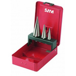 SAM 3-Piece Step Drill Bit Set for Metal, 30mm Max, 4mm Min, High Speed Steel Bits