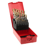 Dormer 25-Piece Twist Drill Bit Set for Multi-Material, 13mm Max, 1mm Min, HSS-TiN Bits