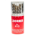 Dormer 13-Piece Twist Drill Bit Set for Multi-Material, 6.5mm Max, 1.5mm Min, HSS-TiN Bits