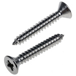 RS PRO Plain Stainless Steel Countersunk Head Self Tapping Screw, N°10 x 1.1/4in Long 32mm Long