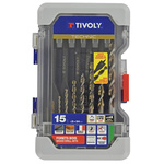 Tivoly 15-Piece Wood Drill Bit Set for Wood, 24mm Max, 2mm Min, HSS Bits