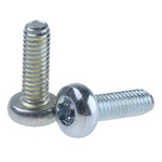 Zinc plated & clear Passivated Pan Steel Tamper Proof Security Screw, M4 x 12mm